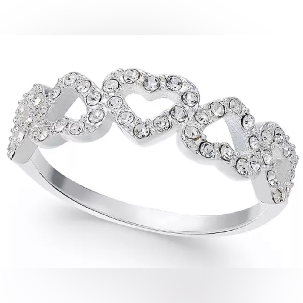 💝 NIB New Macy’s Charter Club Silver Plated Heart Cubic Zirconia Ring 9
